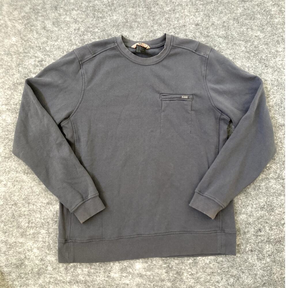 511 TACTICAL Sweater Men large Long Sleeve Pullover Pocket Crewneck Gray Hiking